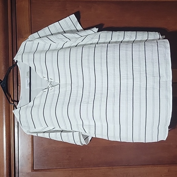Calvin Klein‎ Blouse plus size 2x short sleeve striped - Picture 1 of 10